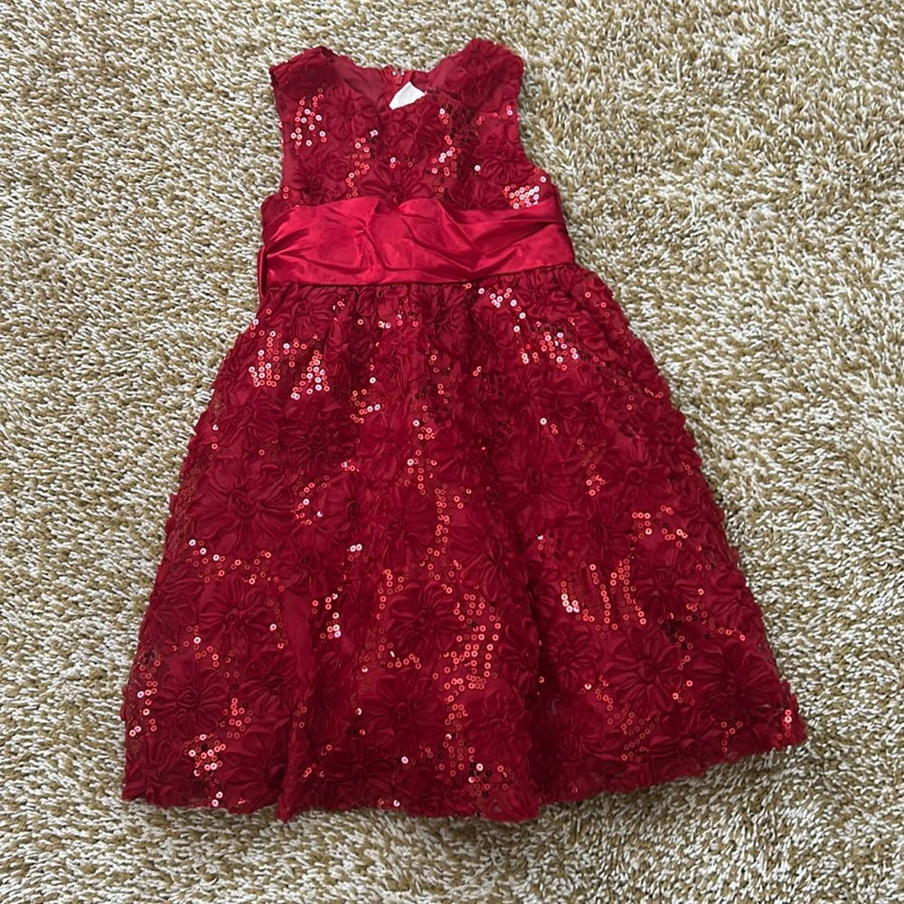 Charming Red Floral Kids Dress